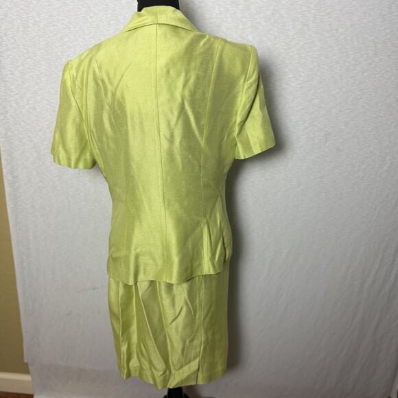 Lois Snyder Dani Max Lime Green 2 Piece Skirt Suit Set Blazer Jacket Size 12 - Picture 2 of 5